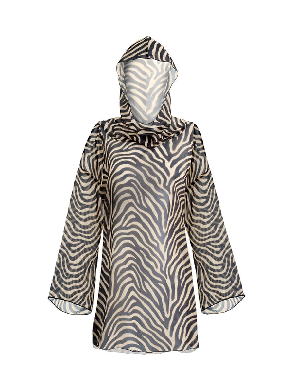 NIZA ZEBRA HOODED COVER-UP